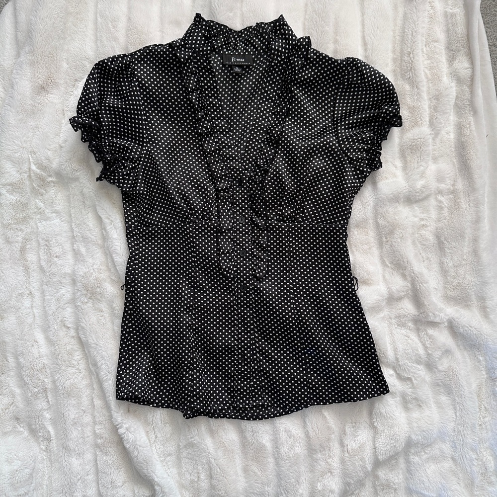 Bwear Juniors Black Blouse with Polka Dots